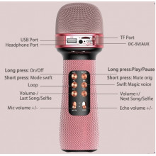 Безпровідний мікрофон для караоке дуету Wster WS898, USB, microSD, AUX, FM, Bluetooth, TWS