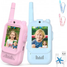 Набір дитячих відеорацій 2026 до 300м 2шт USB port Type-C Walkie Talkie Блакитна та рожева