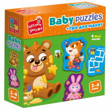 Гра розвиваюча Vladi Toys пазли картонні з грою. Лісові звірі. VT1722-26 (укр)