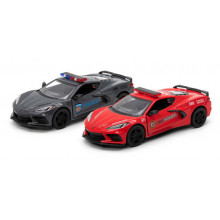 Модель легкова CORVETTE (2021)  5'' KT5432WPR Police/Firefighter метал.інерц.відкр.дв.2кол.кор./96/
